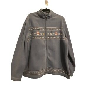 Croft & Barrow Vtg Women's LargeChristmas Snowman Embroidered Full Zip Jacket